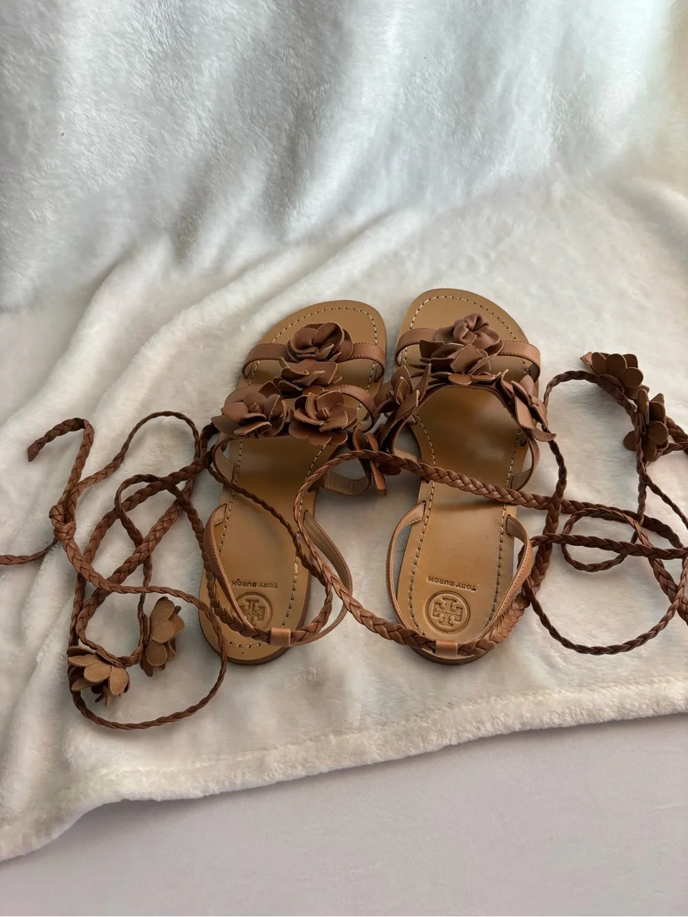 Tory Burch Blossom Gladiator Leather Wrap Sandals Size 10.5